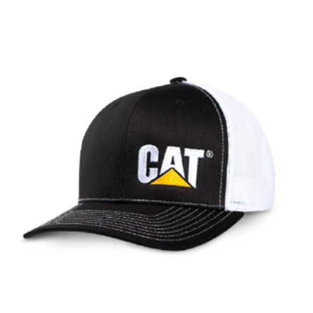 CAT Black with White Mesh Hat