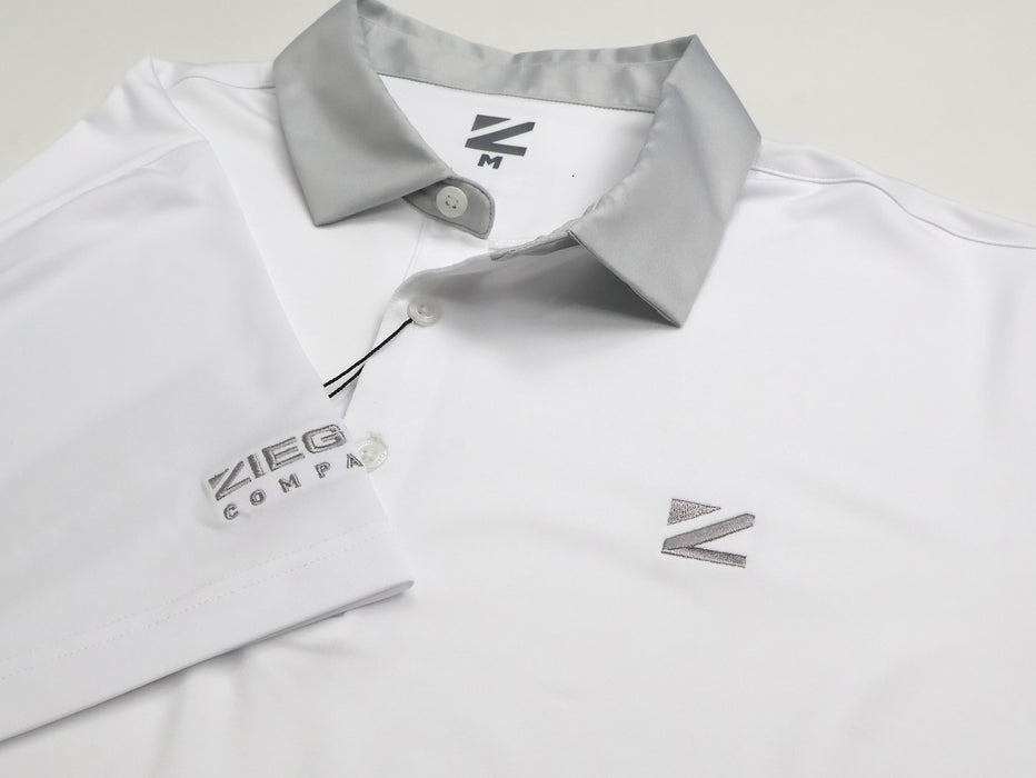 Men's White & Grey Pristine Polo