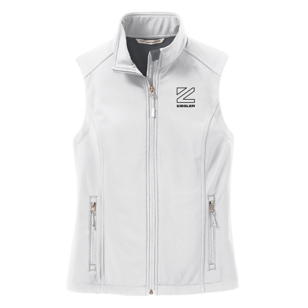 Ladies Ziegler Z Icon Outline Soft Shell Vest White